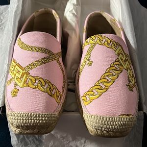 SOLD❗️NEW VERSACE Chain-Print Cotton Espadrille Loafers (SIZE 8 1/2)